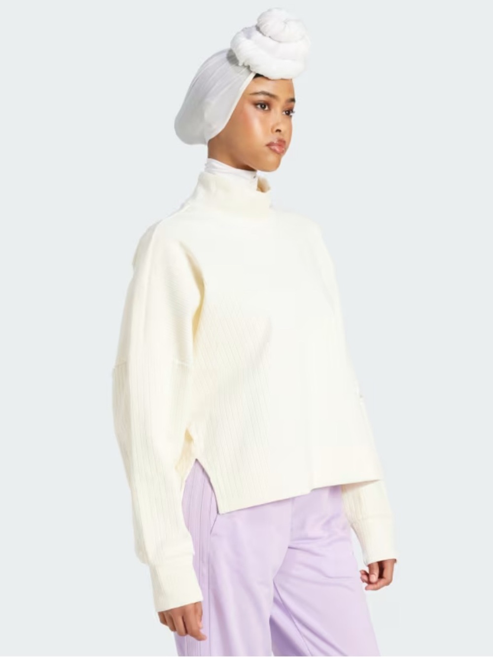 Adidas ALL SZN Ribbed Oversized Sweatshirt Cream Pullover XS/S